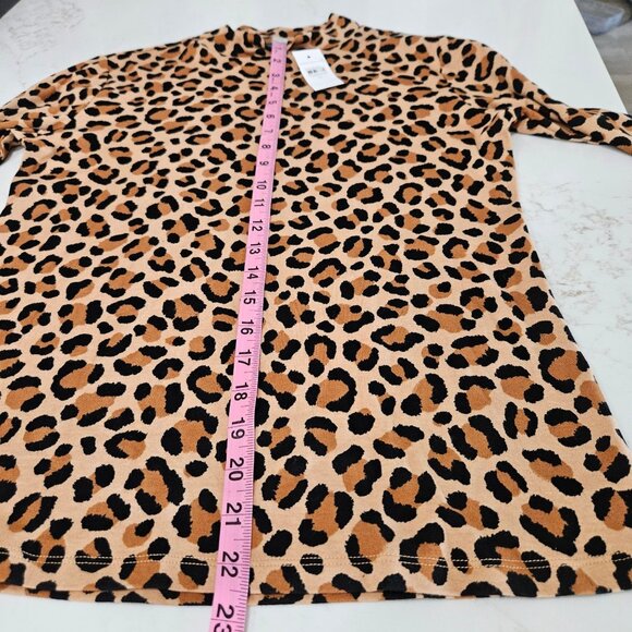 NWT!  Ann Taylor Top Medium Leopard Animal Print Long Sleeve Mock Neck Tan - Picture 9 of 10